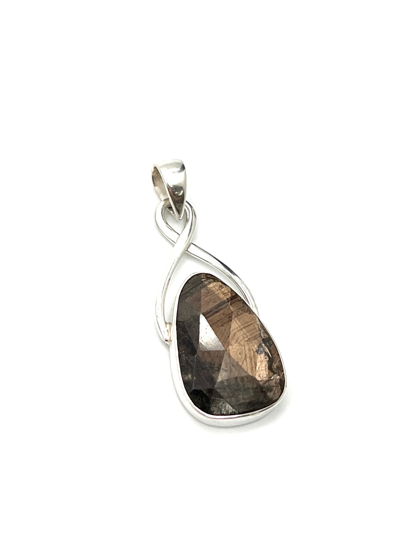 Silver Twist Natural Golden Moonstone Pendants