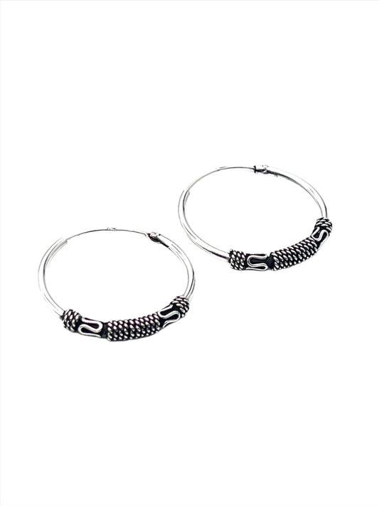Sterling Silver Bali Style Braided Hoop Earrings