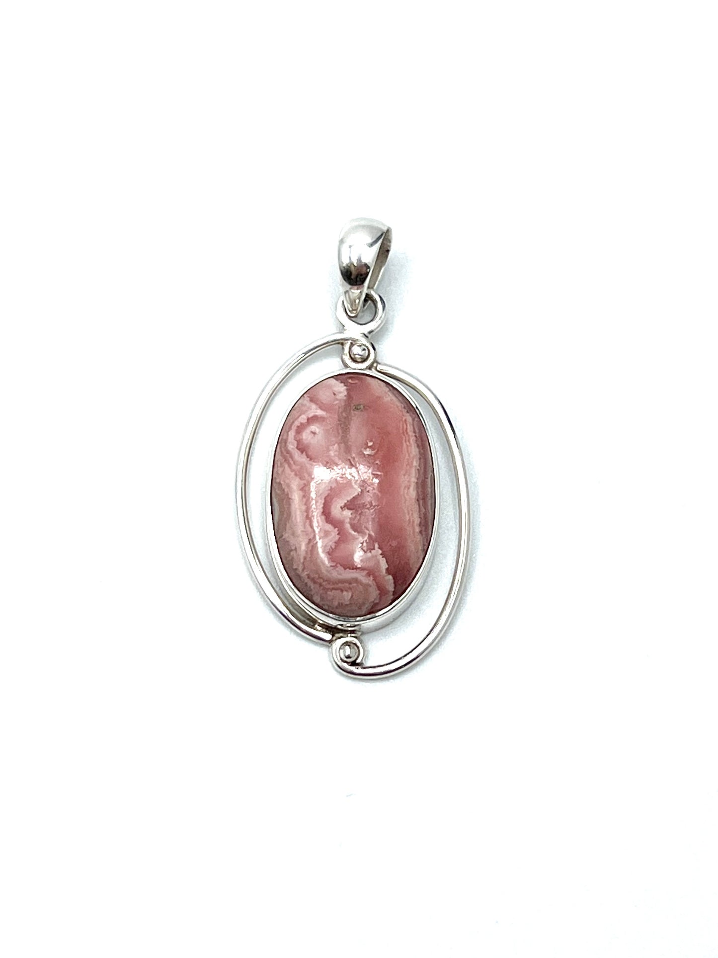 Silver Double Wire Rhodochrosite Pendants