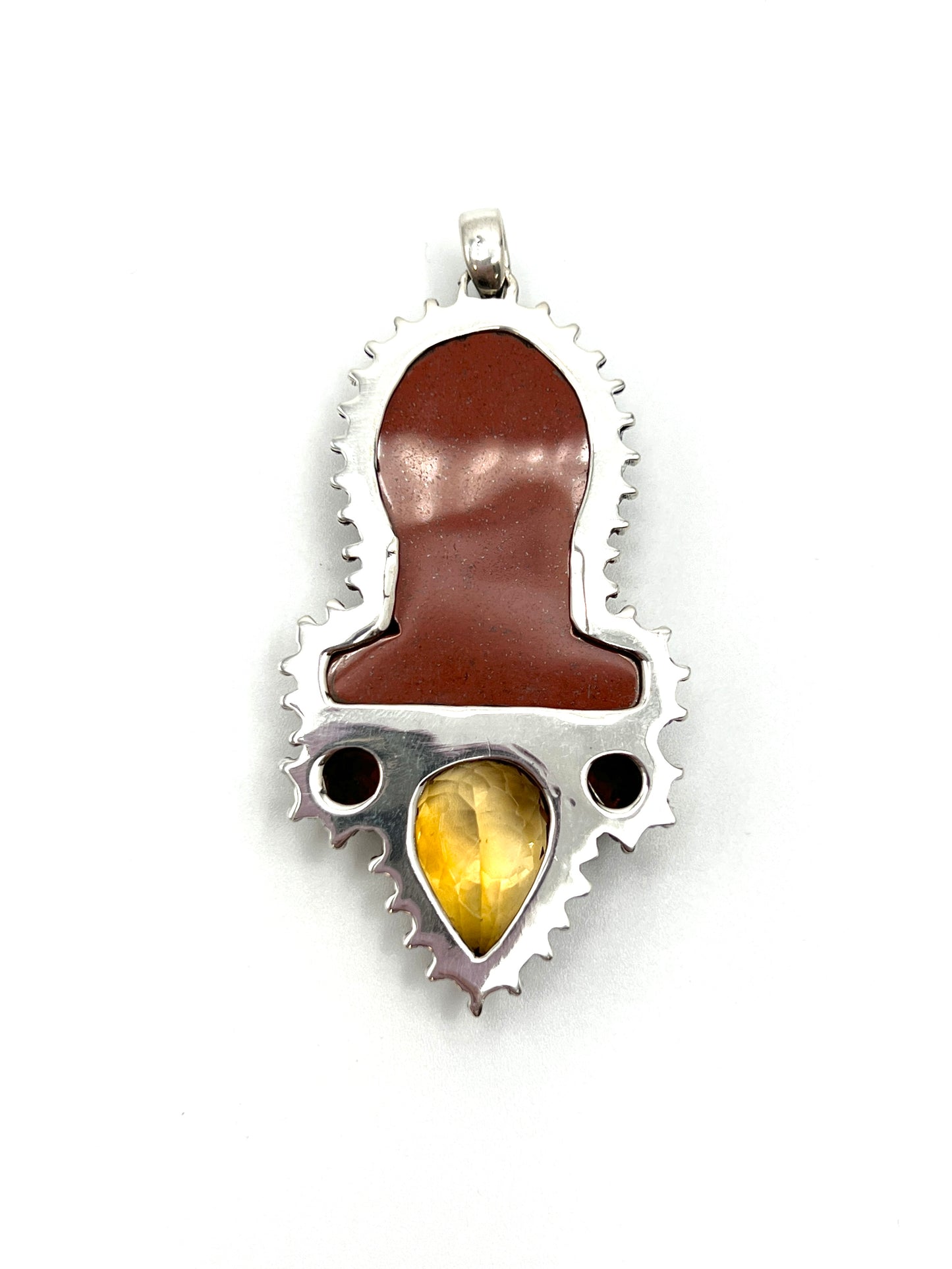 Sterling Silver Red Jasper Buddha Pendant