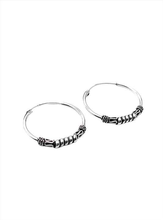 Sterling Silver Bali Style Twist Hoop Earrings