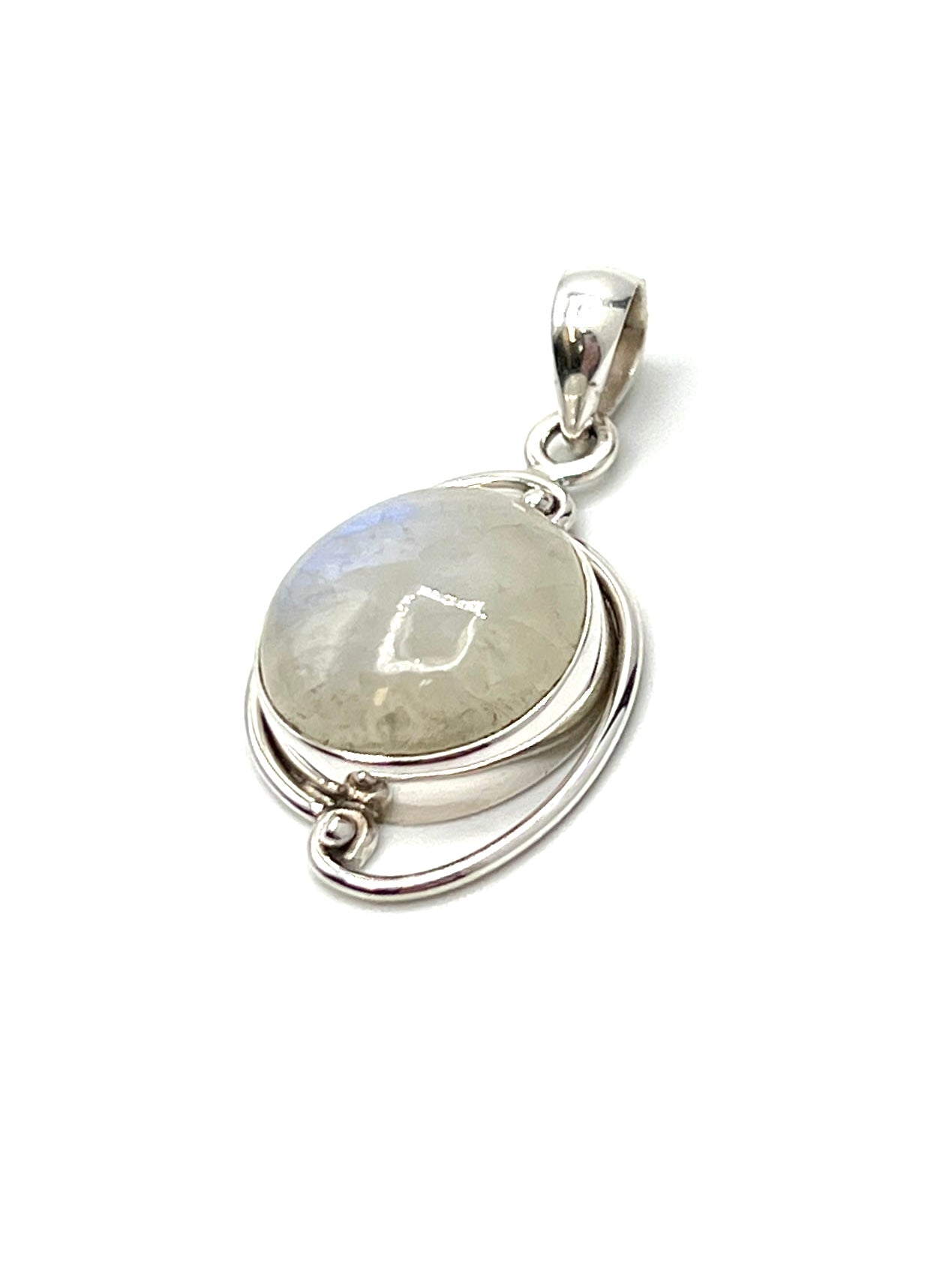 Silver Double Wire Moonstone Pendants