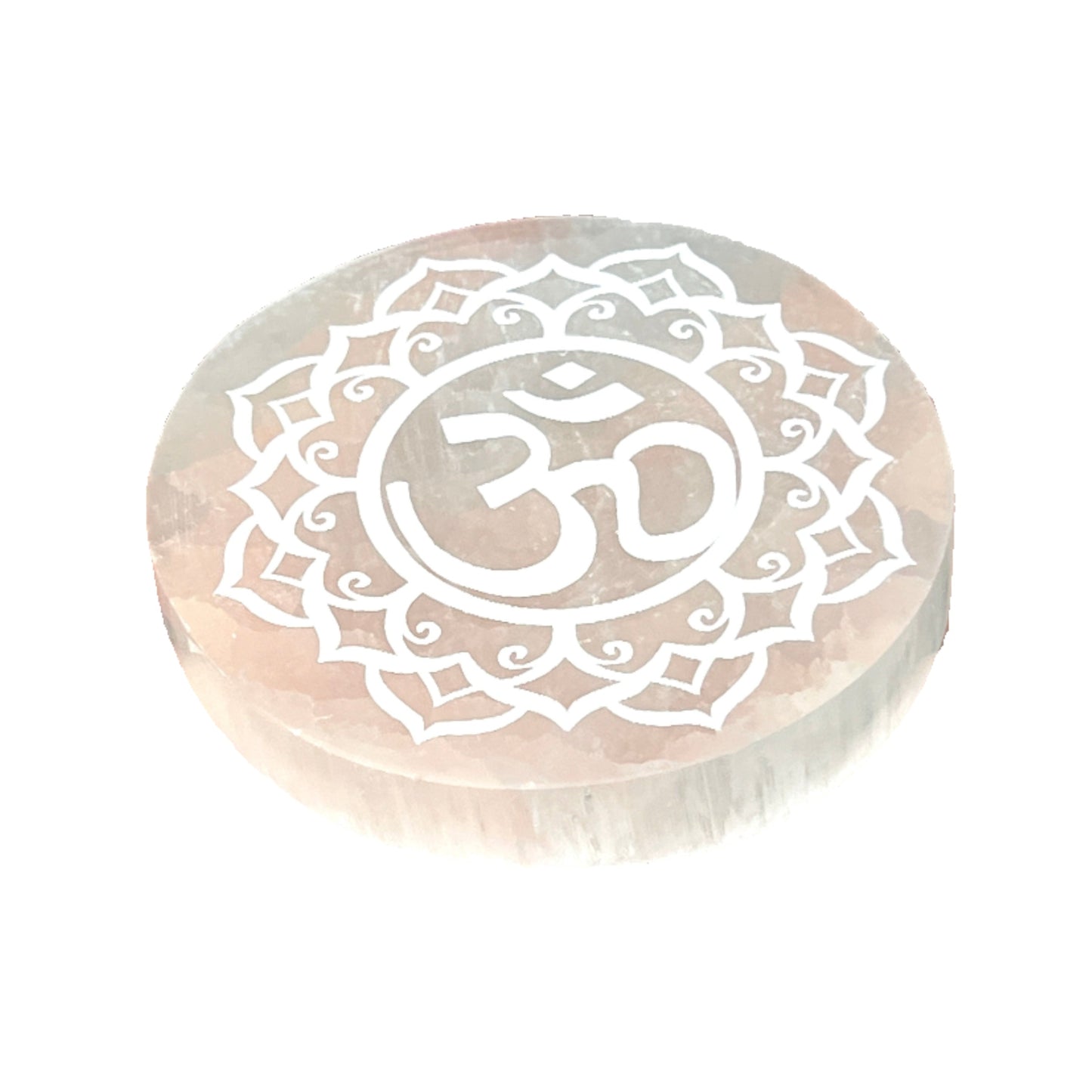 Om Mandala Selenite Crystal Charging Cleansing Tile