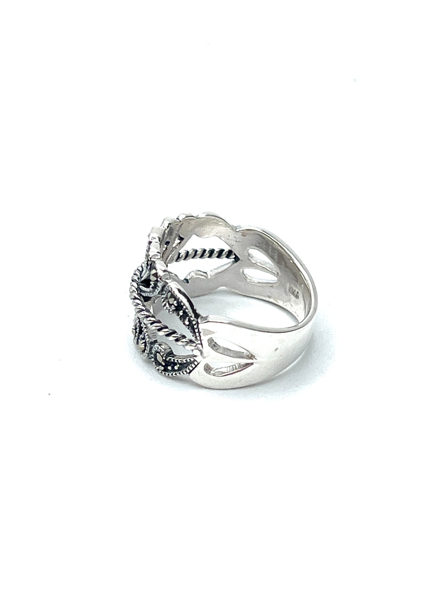 Sterling Silver Marcasite Twist Band Ring