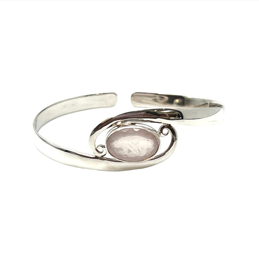 Sterling Silver Rose Quartz Cuff Bracelet