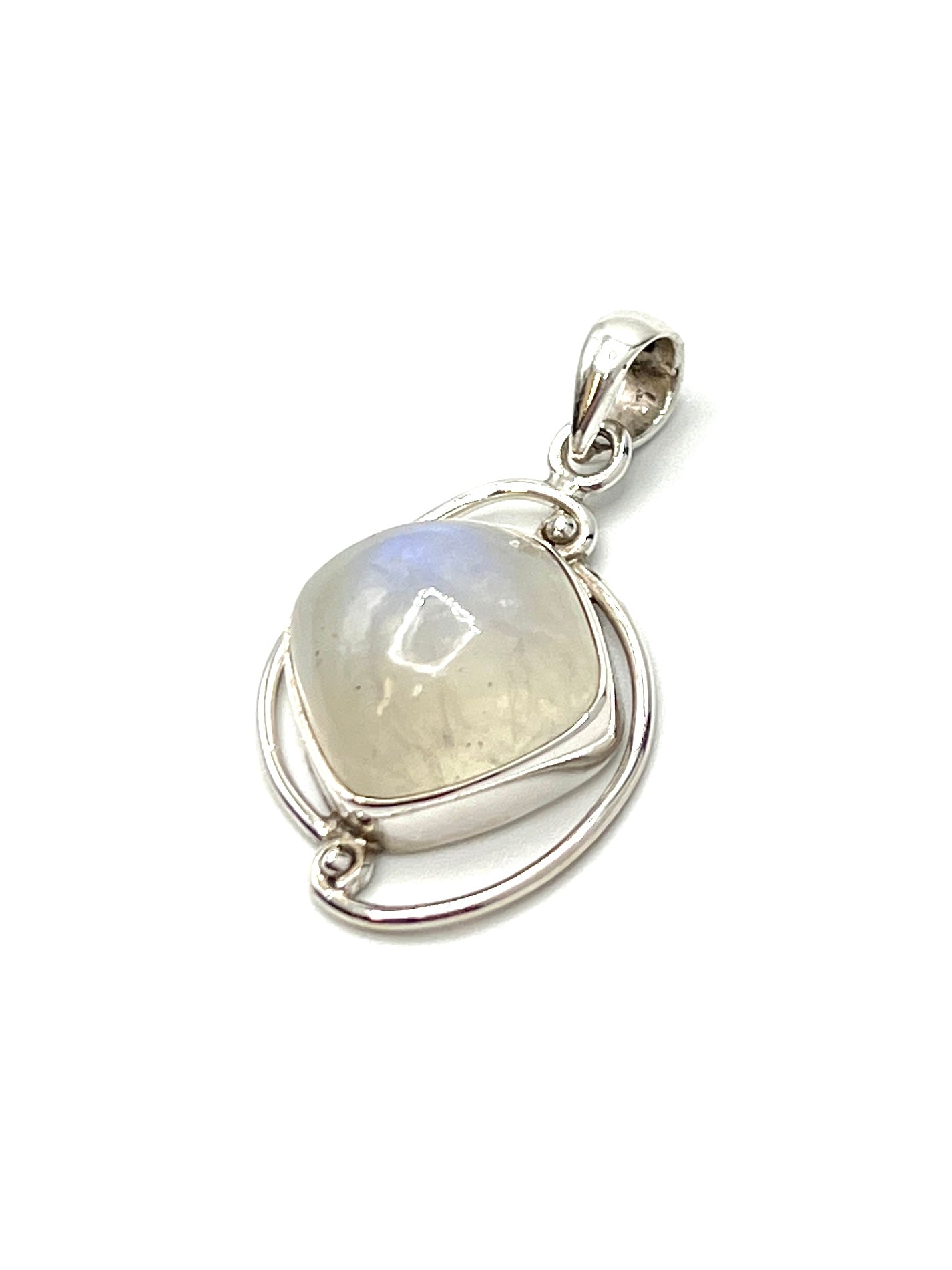 Silver Double Wire Moonstone Pendants