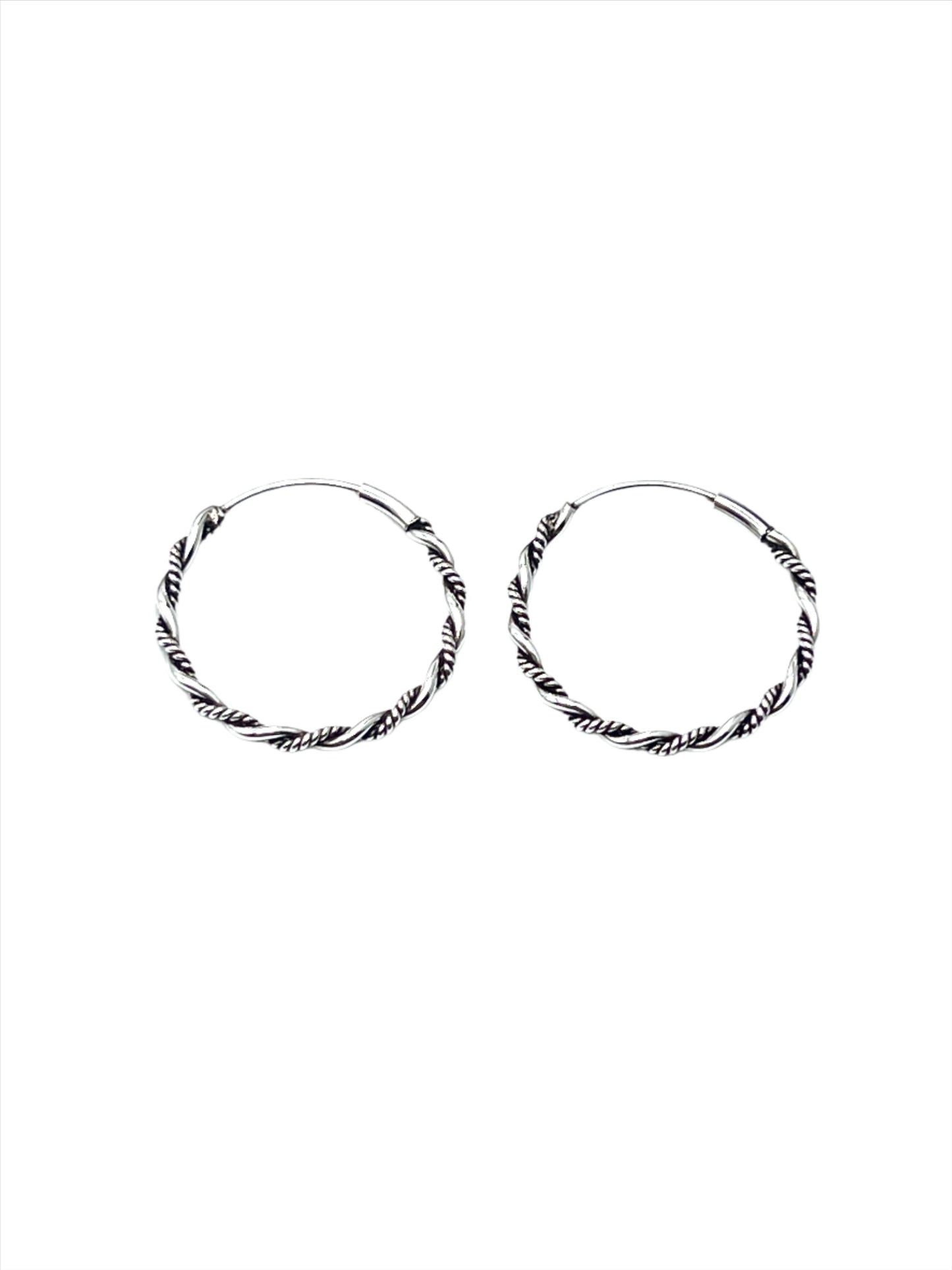 Oxidized Sterling Silver Twist Hoop Earrings