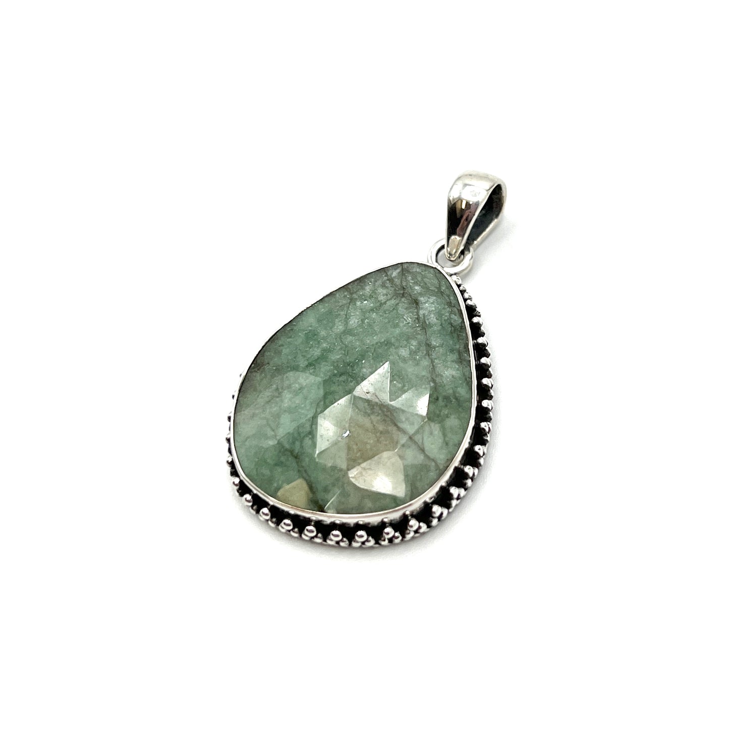 Faceted Emerald Beaded Pendants