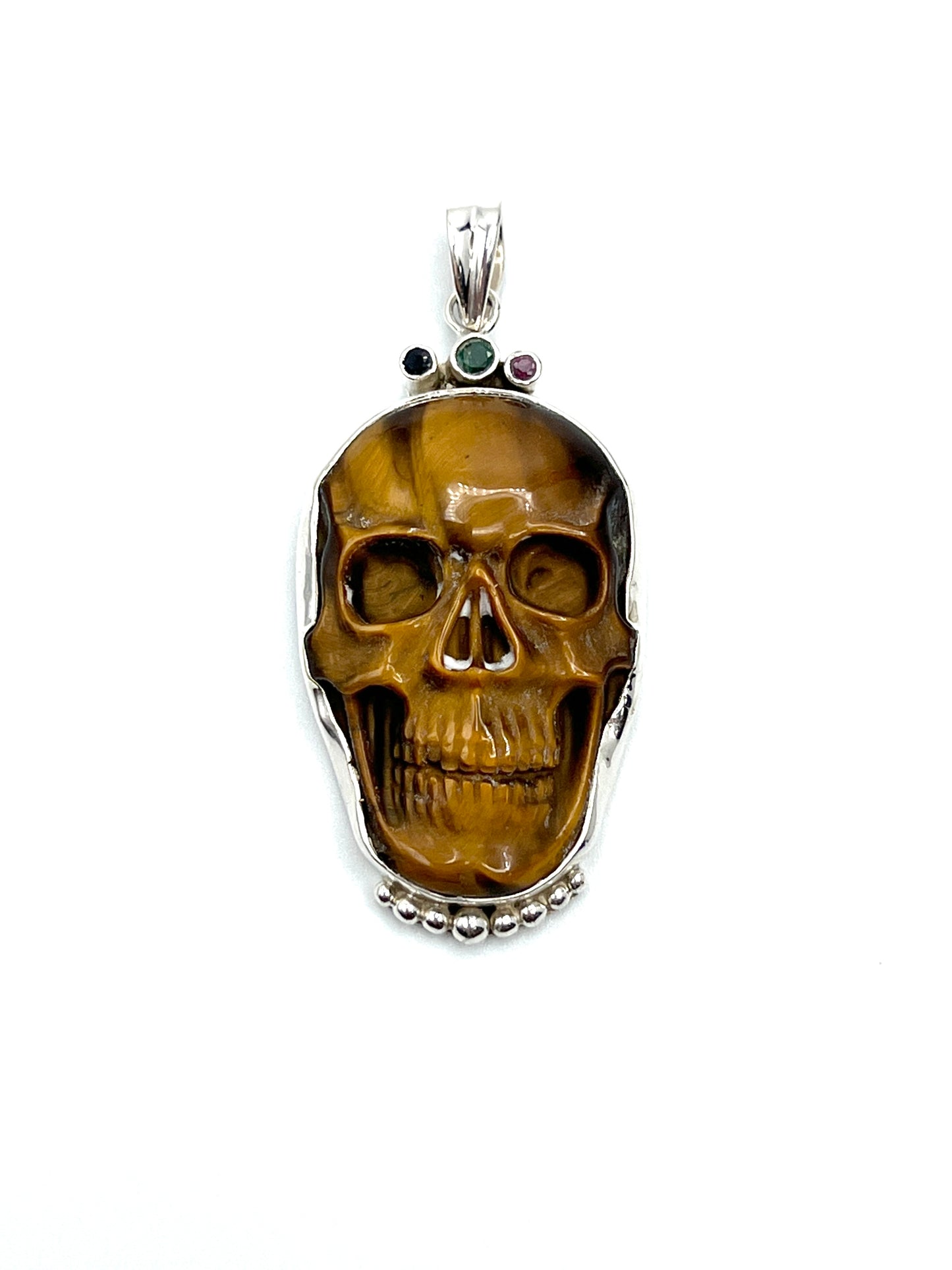 Tigers Eye Skull Pendant
