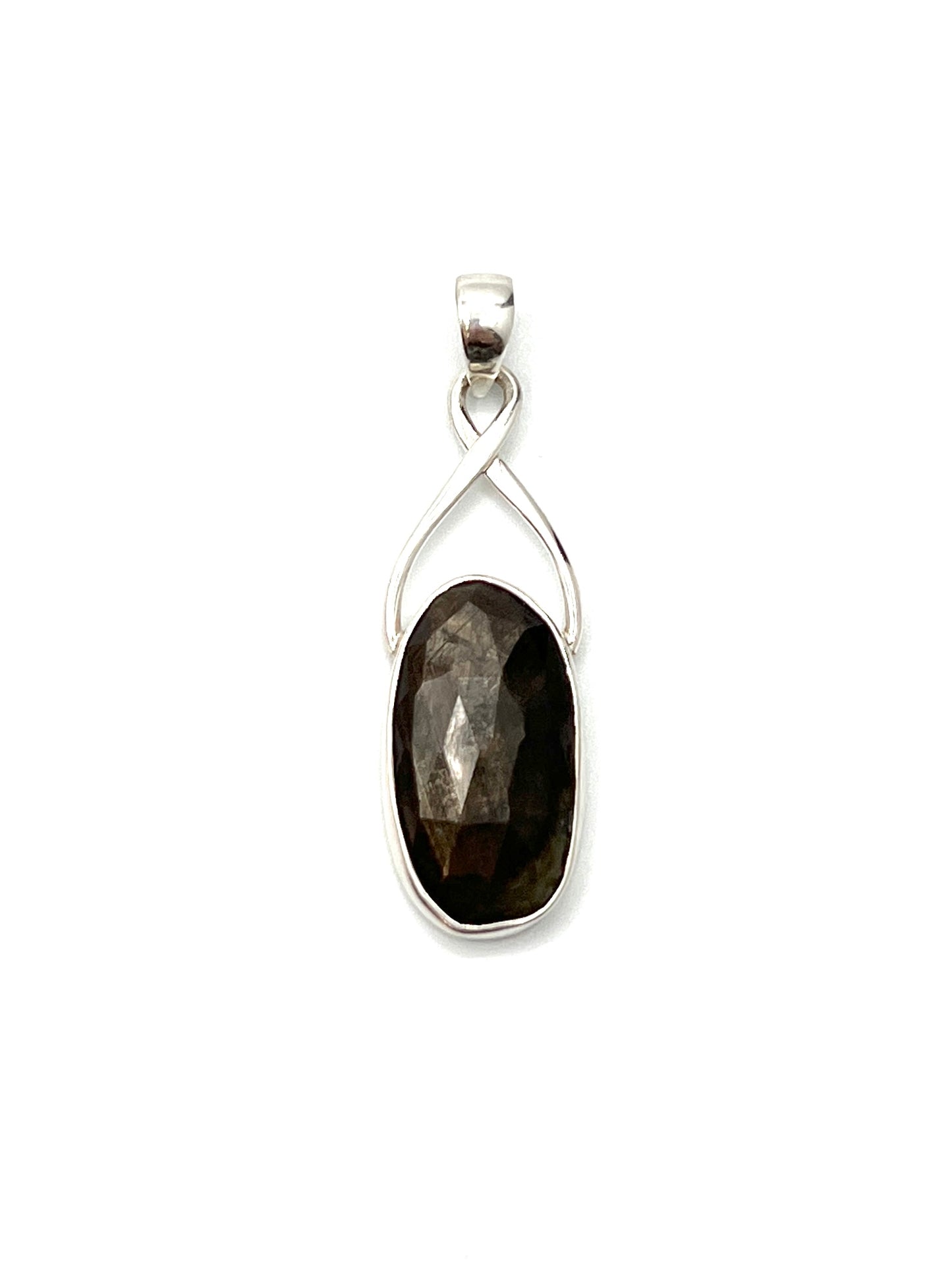 Silver Twist Natural Golden Moonstone Pendants