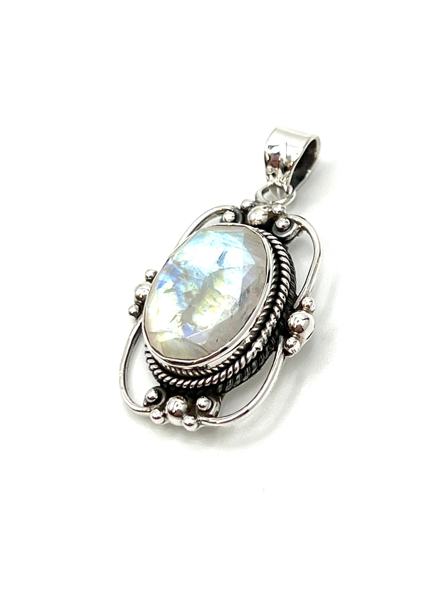 Large Victorian Mirror Moonstone Pendants