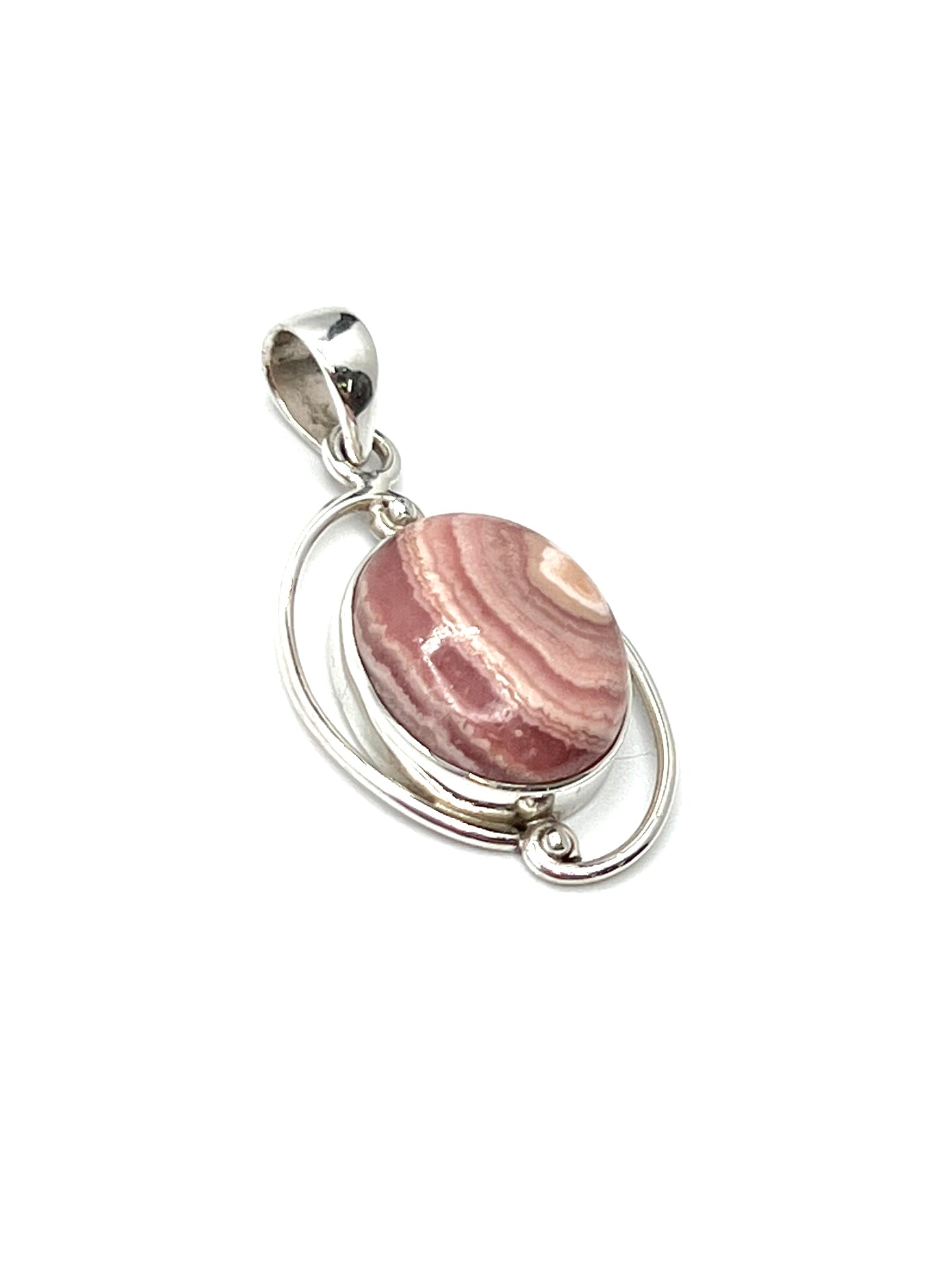 Silver Double Wire Rhodochrosite Pendants