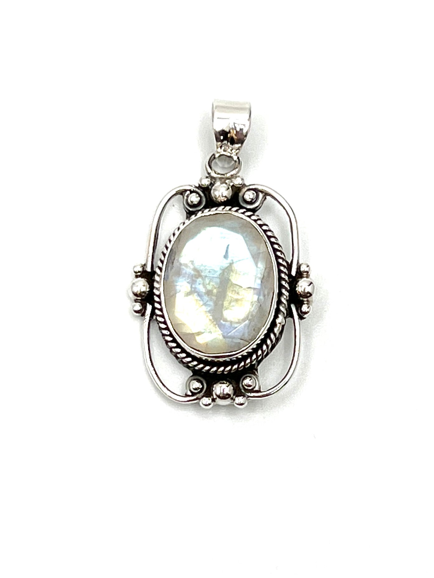 Large Victorian Mirror Moonstone Pendants
