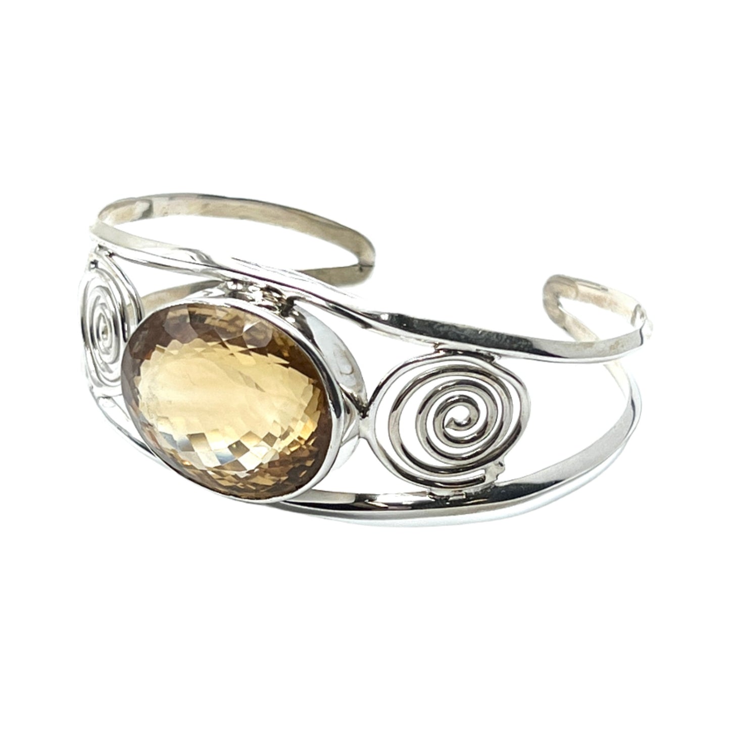 Sterling Silver Large Gemstone Cuff
