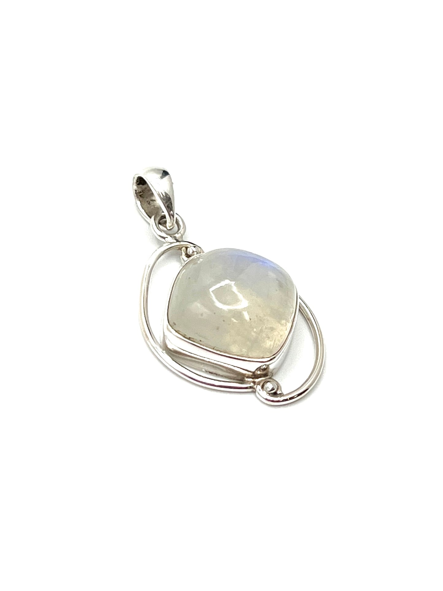Silver Double Wire Moonstone Pendants