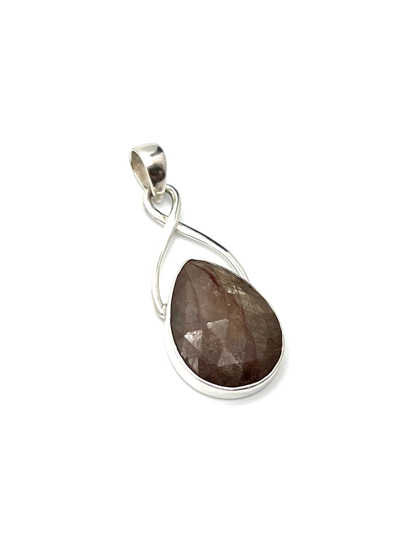 Silver Twist Natural Golden Moonstone Pendants
