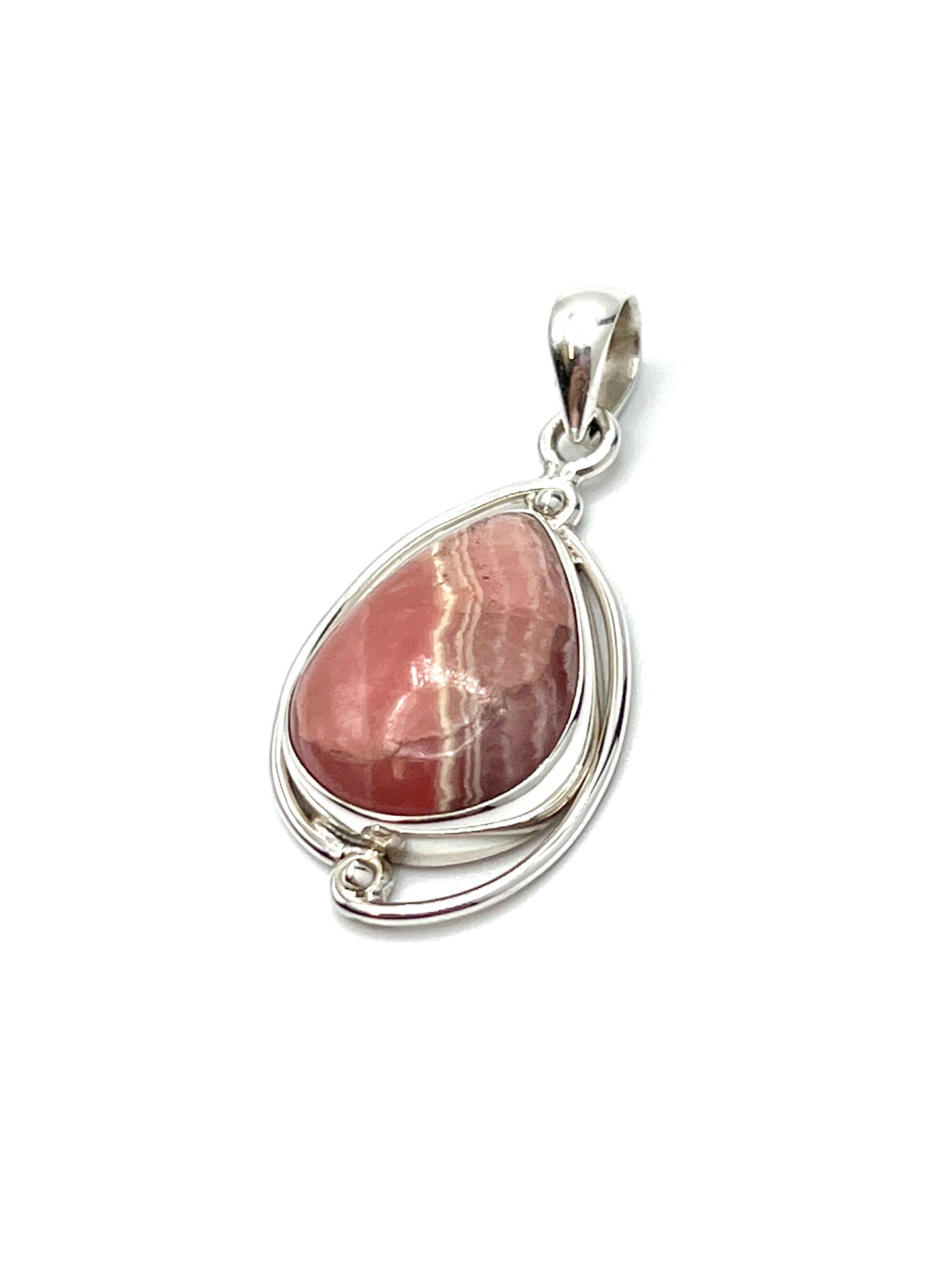 Silver Double Wire Rhodochrosite Pendants
