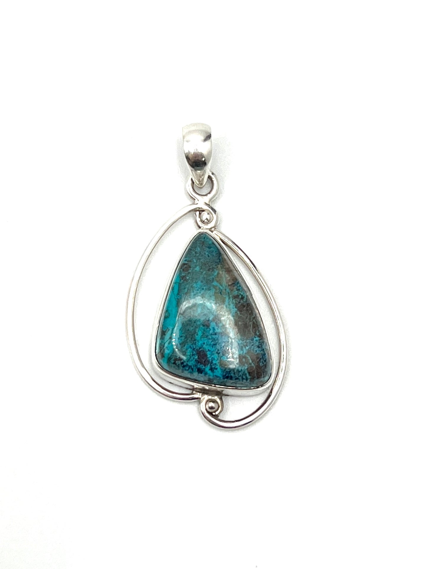 Silver Double Wire Chrysocolla Pendants