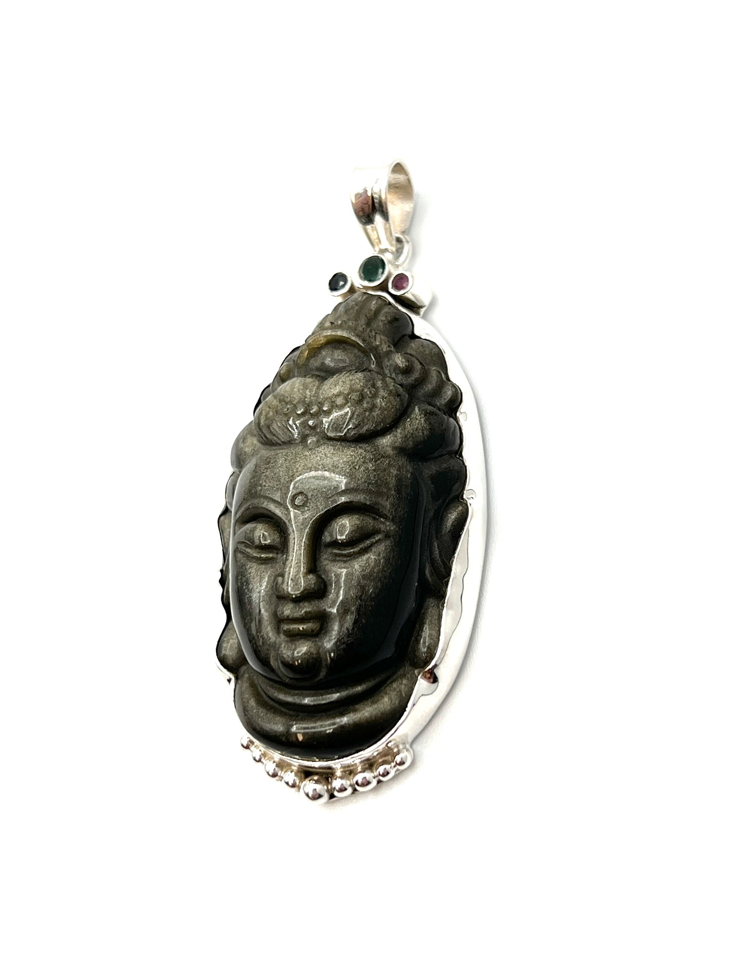 Gold Sheen Obsidian Goddess Quan Yin Pendant