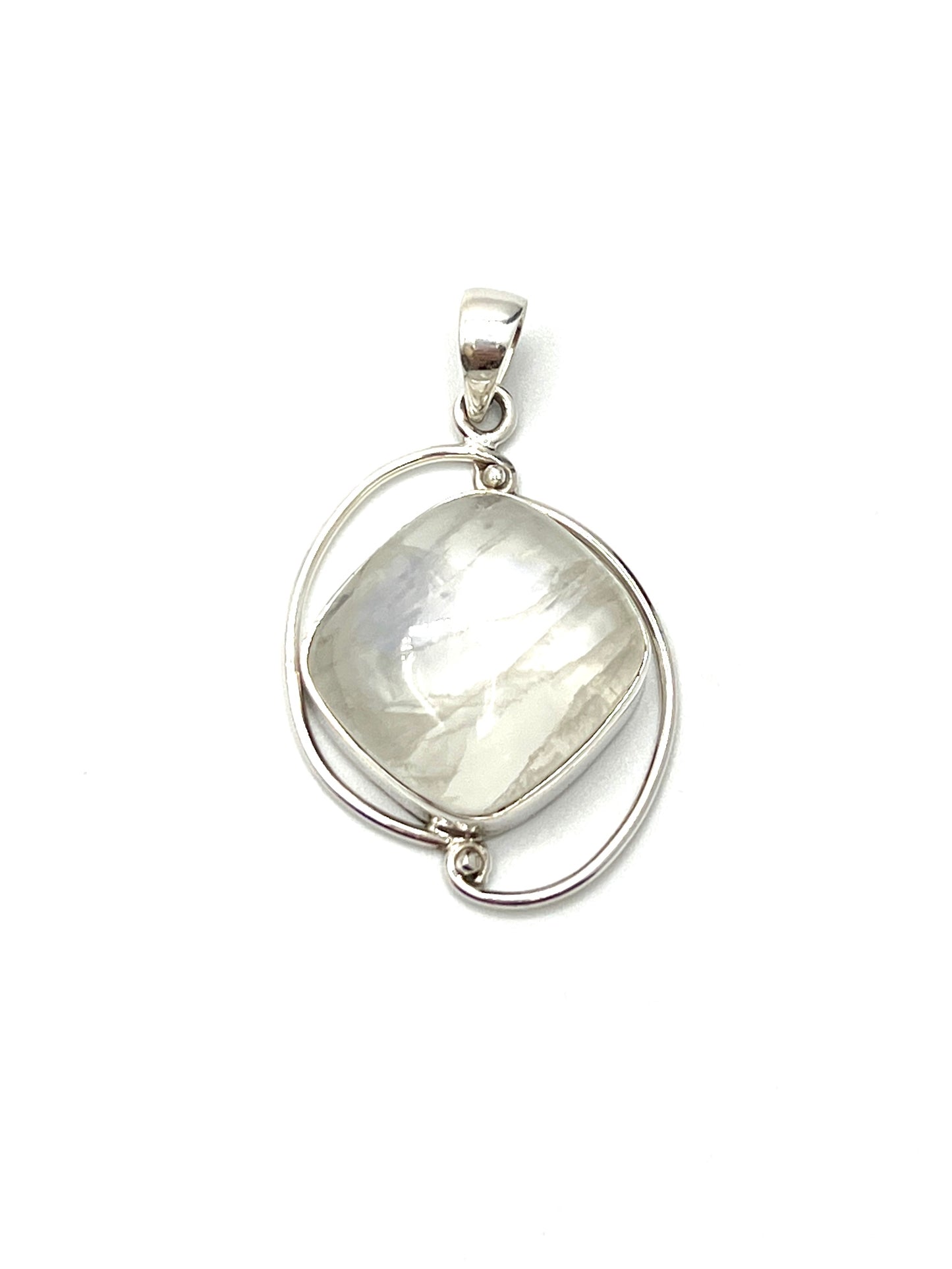 Silver Double Wire Moonstone Pendants