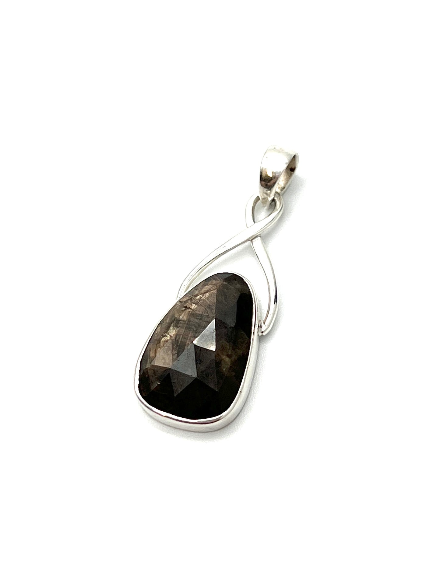 Silver Twist Natural Golden Moonstone Pendants
