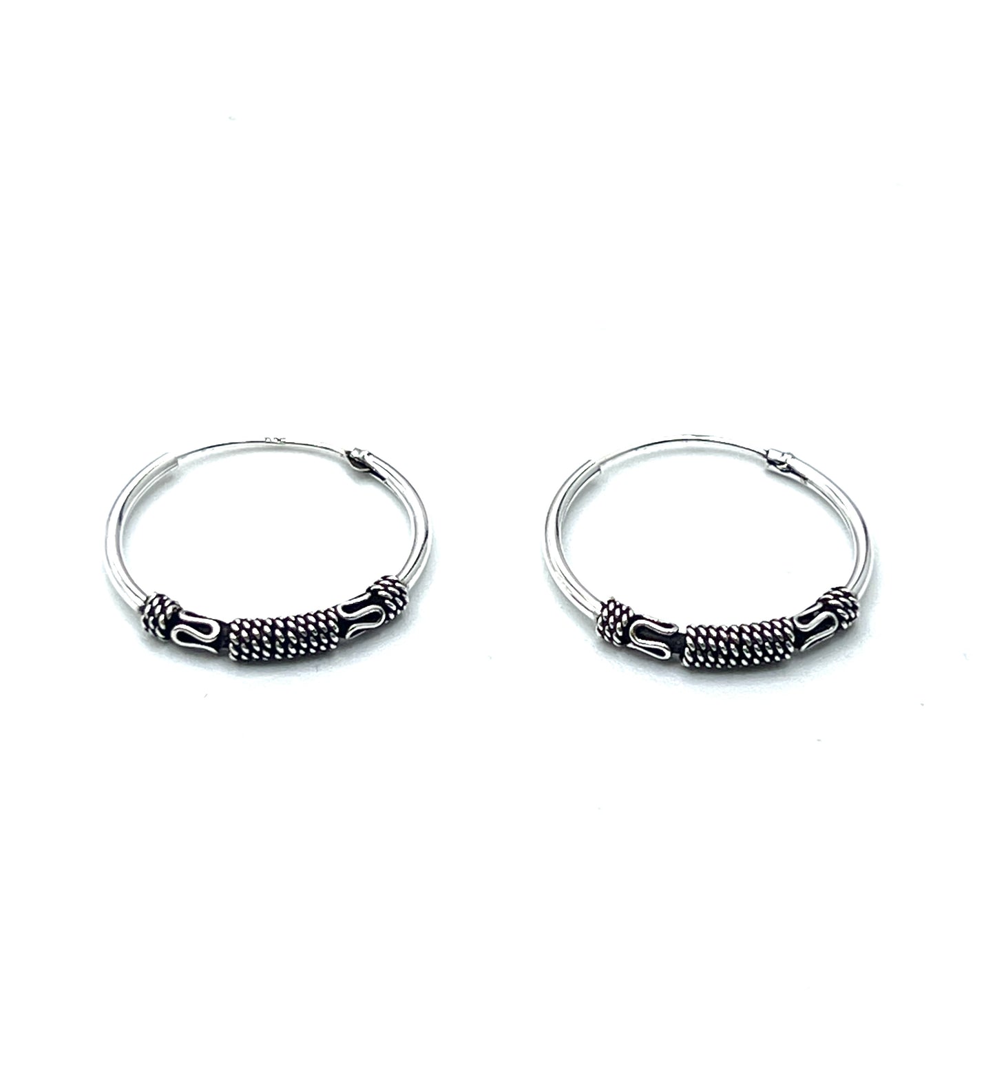 Sterling Silver Bali Style Braided Hoop Earrings