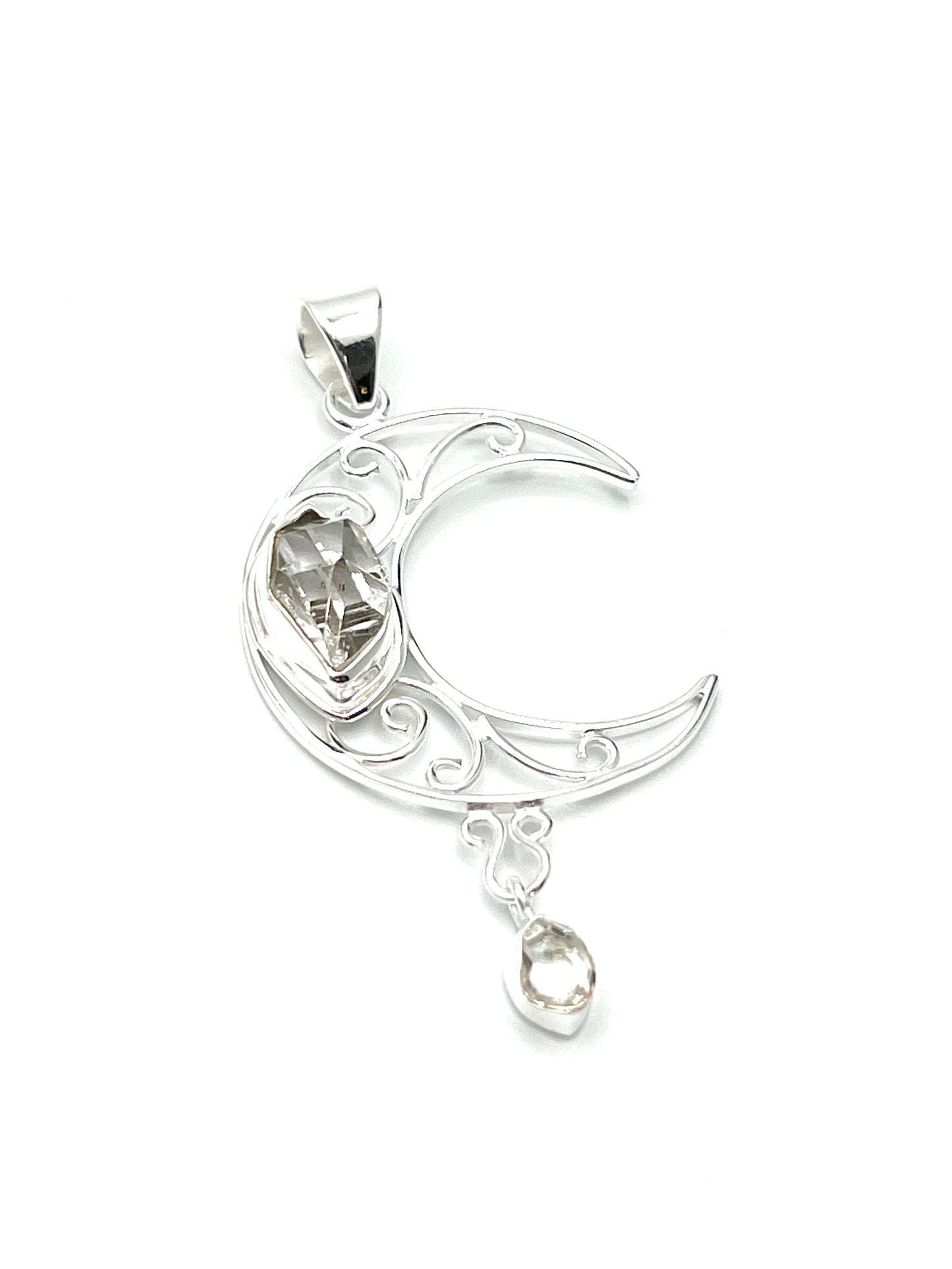 Herkimer Diamond Moon Pendant