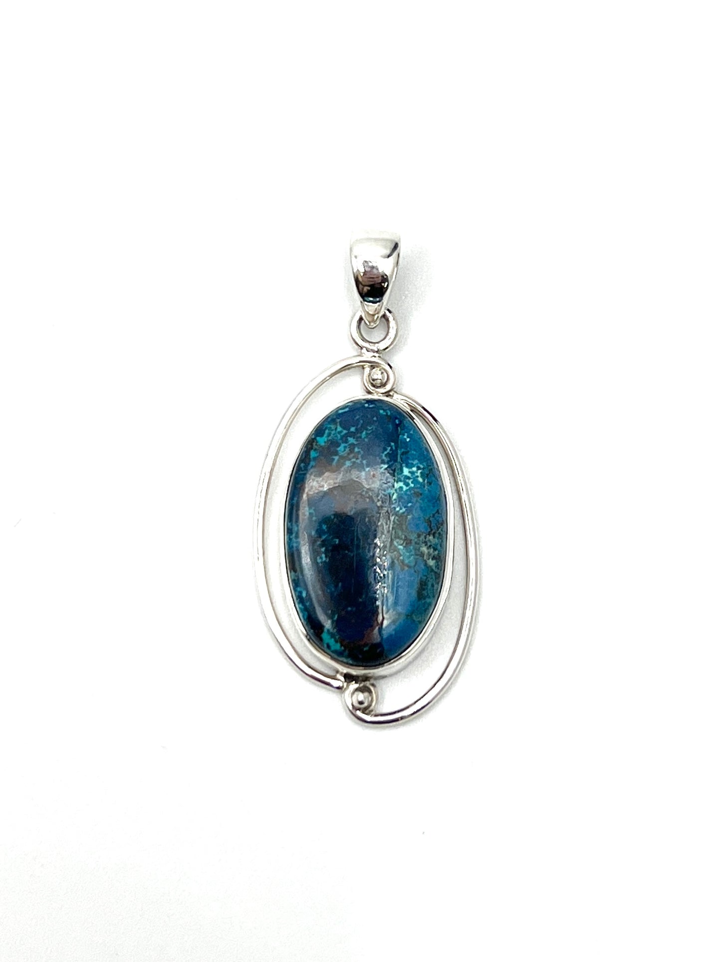 Silver Double Wire Chrysocolla Pendants