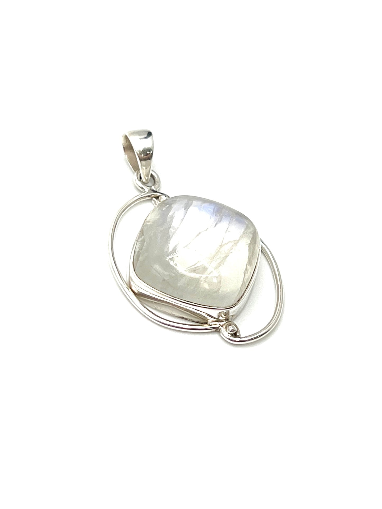 Silver Double Wire Moonstone Pendants