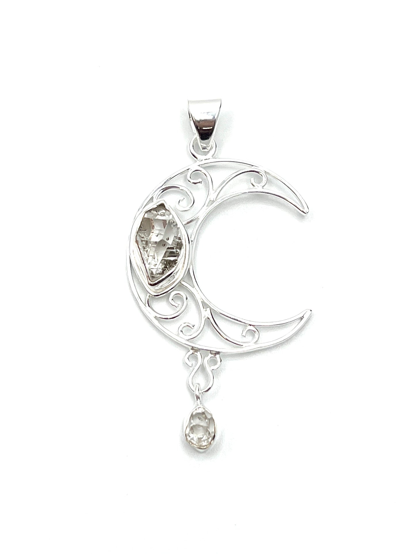 Herkimer Diamond Moon Pendant