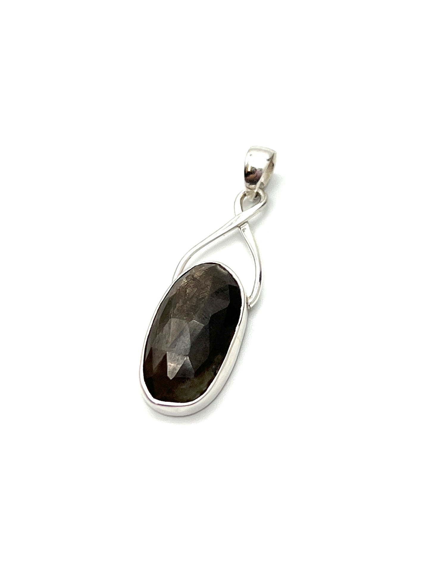 Silver Twist Natural Golden Moonstone Pendants