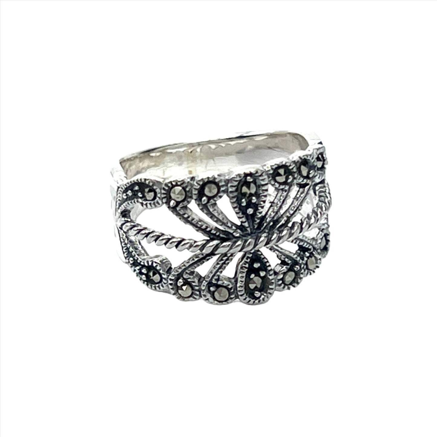 Sterling Silver Marcasite Twist Band Ring