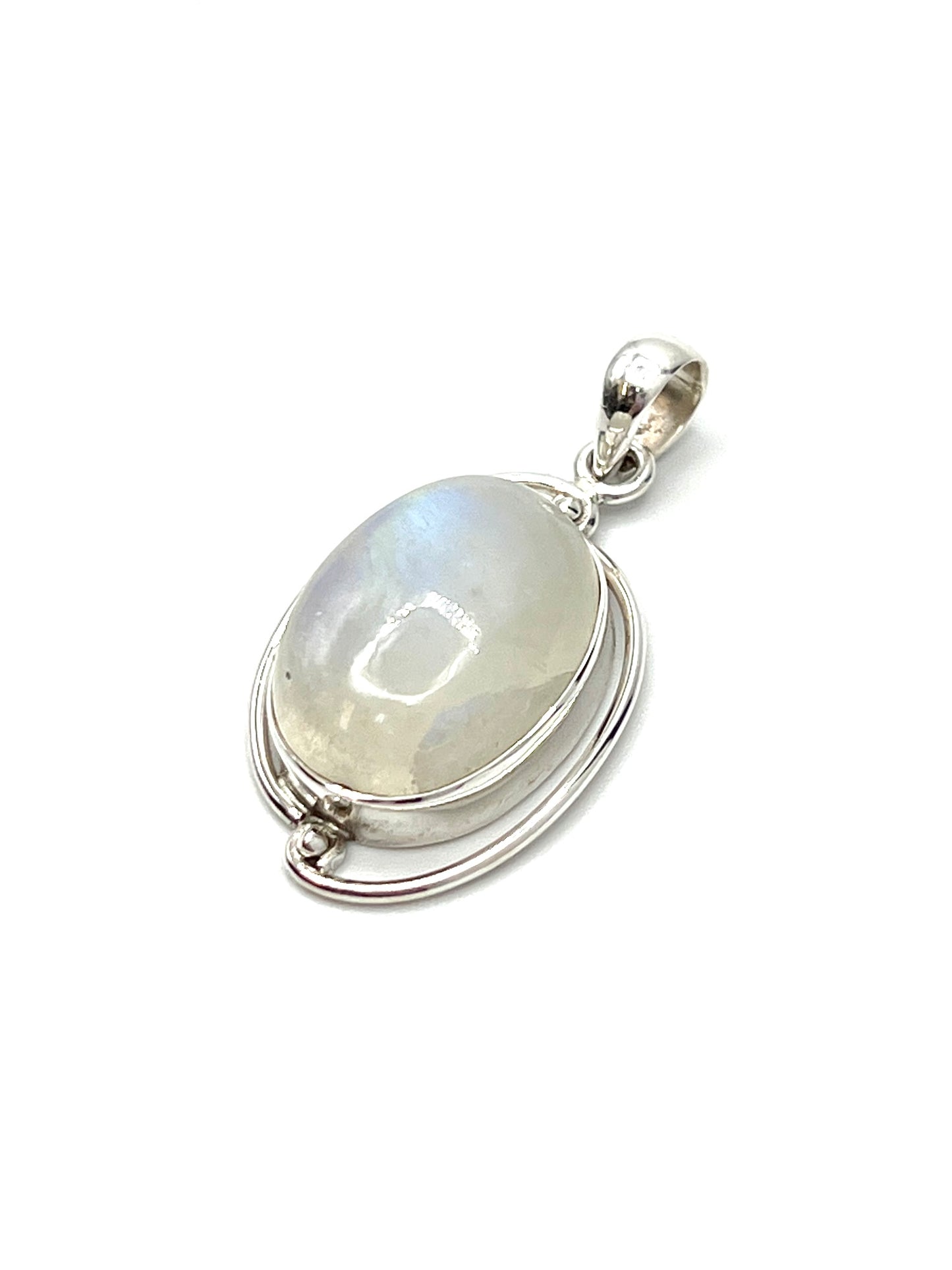 Silver Double Wire Moonstone Pendants