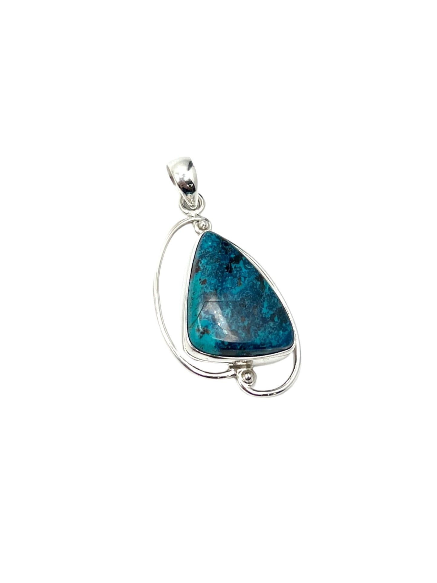 Silver Double Wire Chrysocolla Pendants
