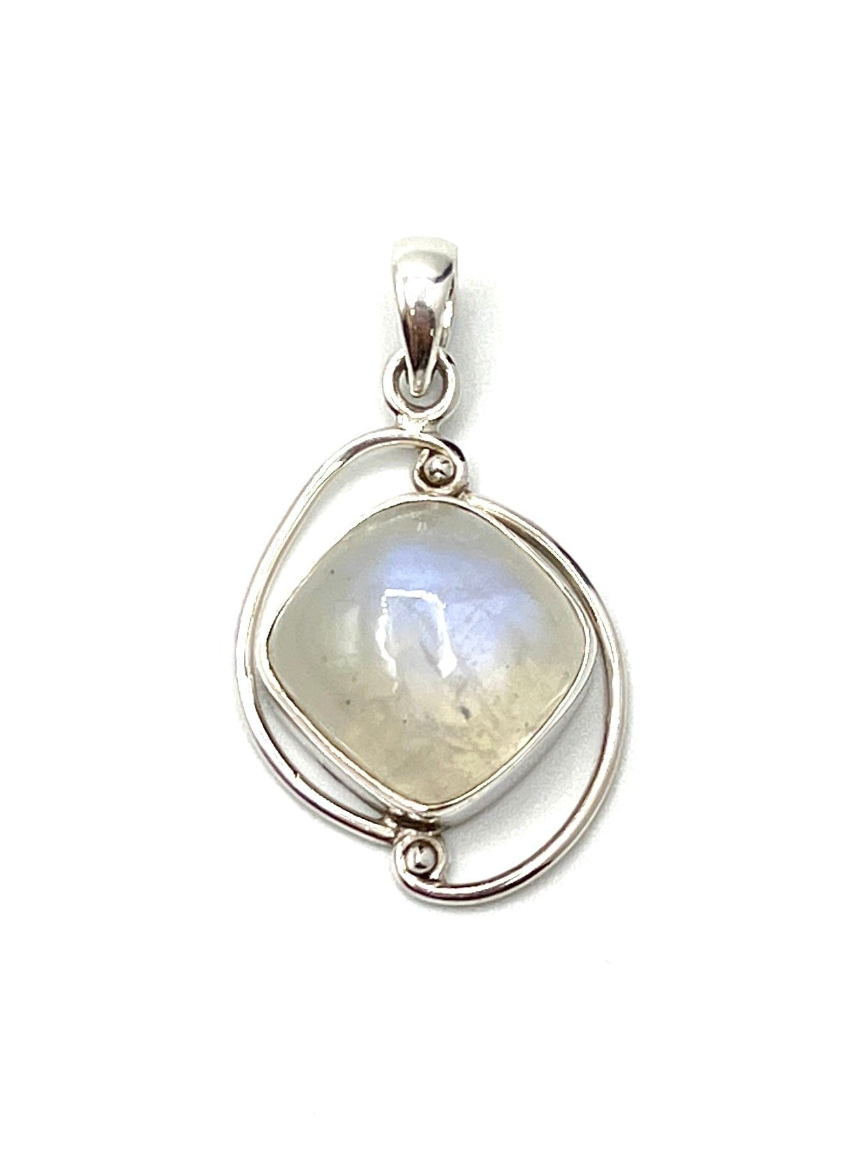 Silver Double Wire Moonstone Pendants