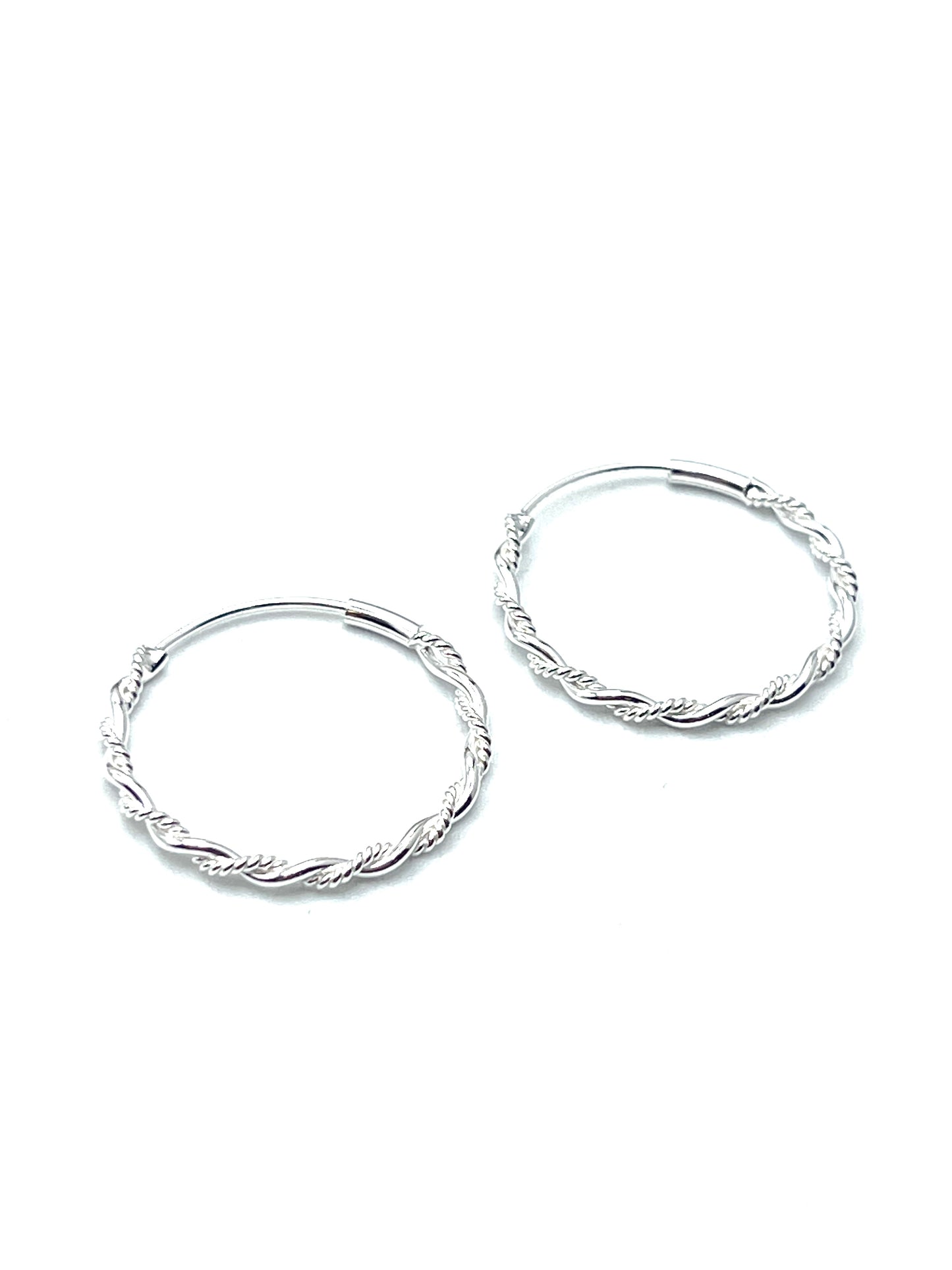 Sterling Silver Twist Hoop Earrings