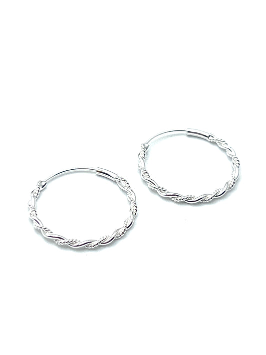 Sterling Silver Twist Hoop Earrings