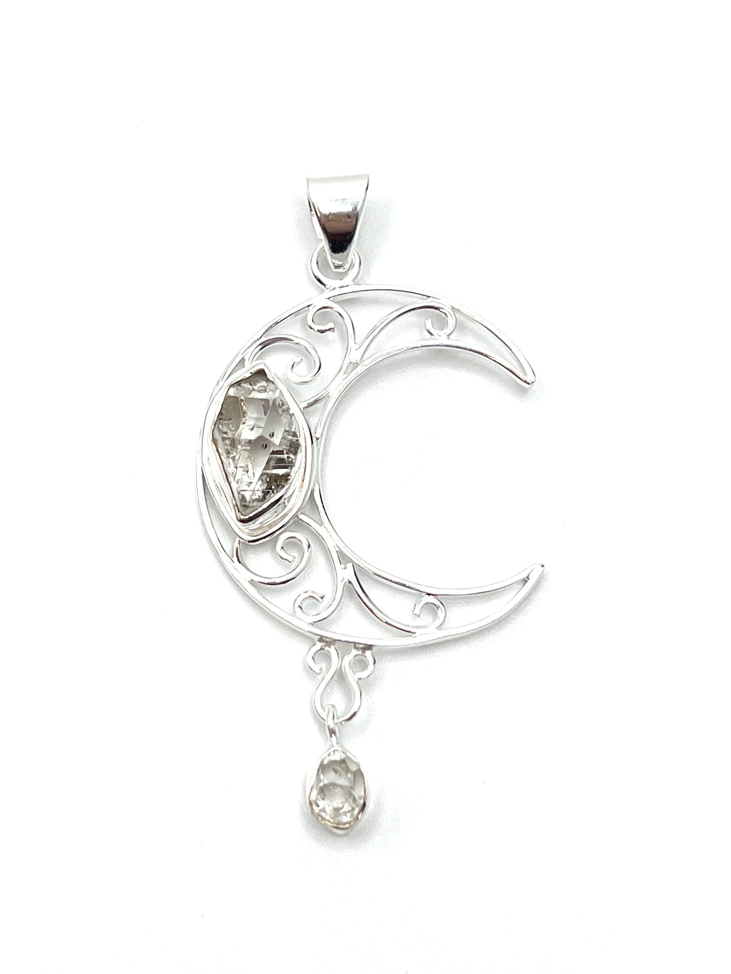 Herkimer Diamond Moon Pendant