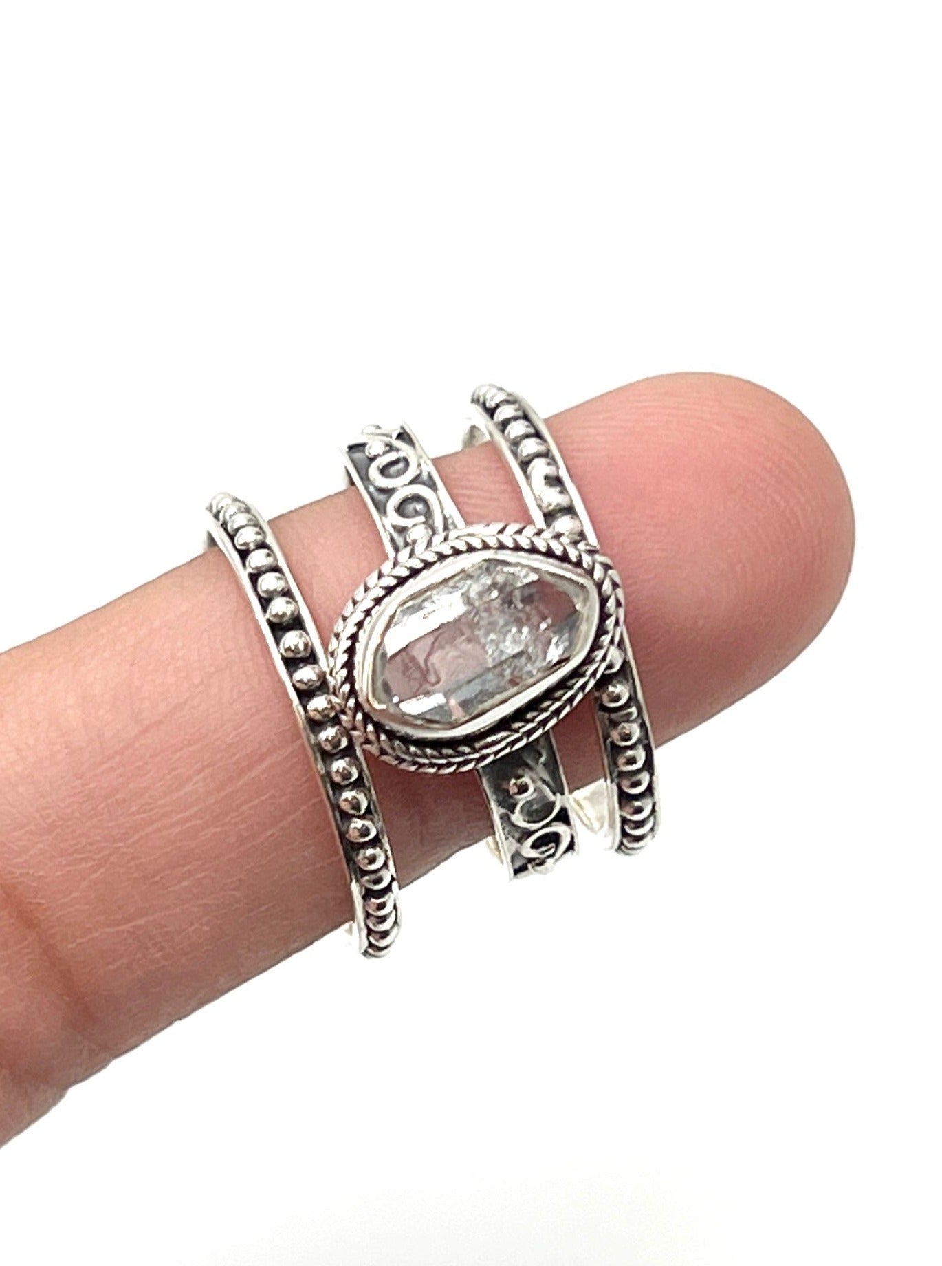 Herkimer Triple Stacker Rings