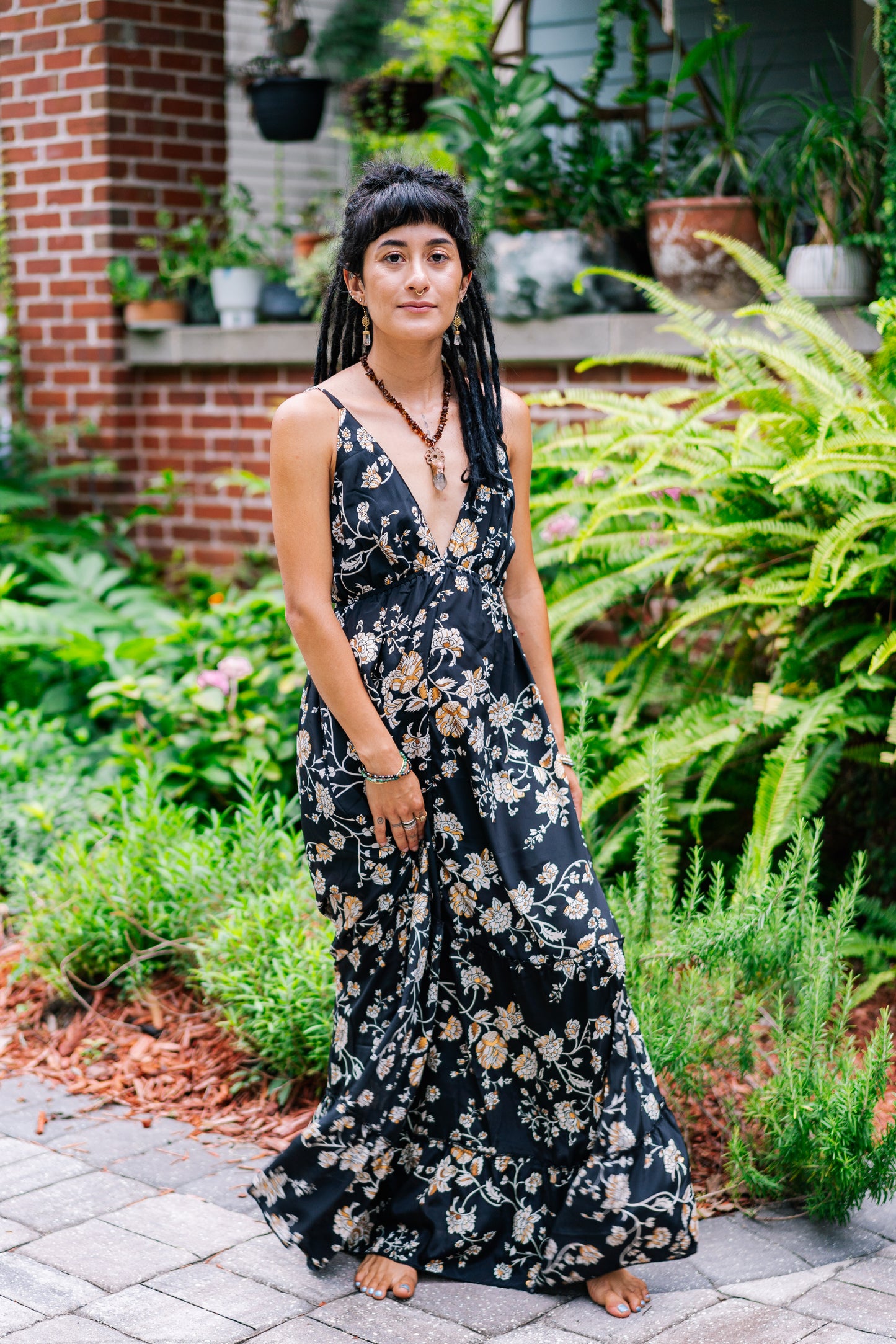 Golden Rose Spaghetti Strap Dress