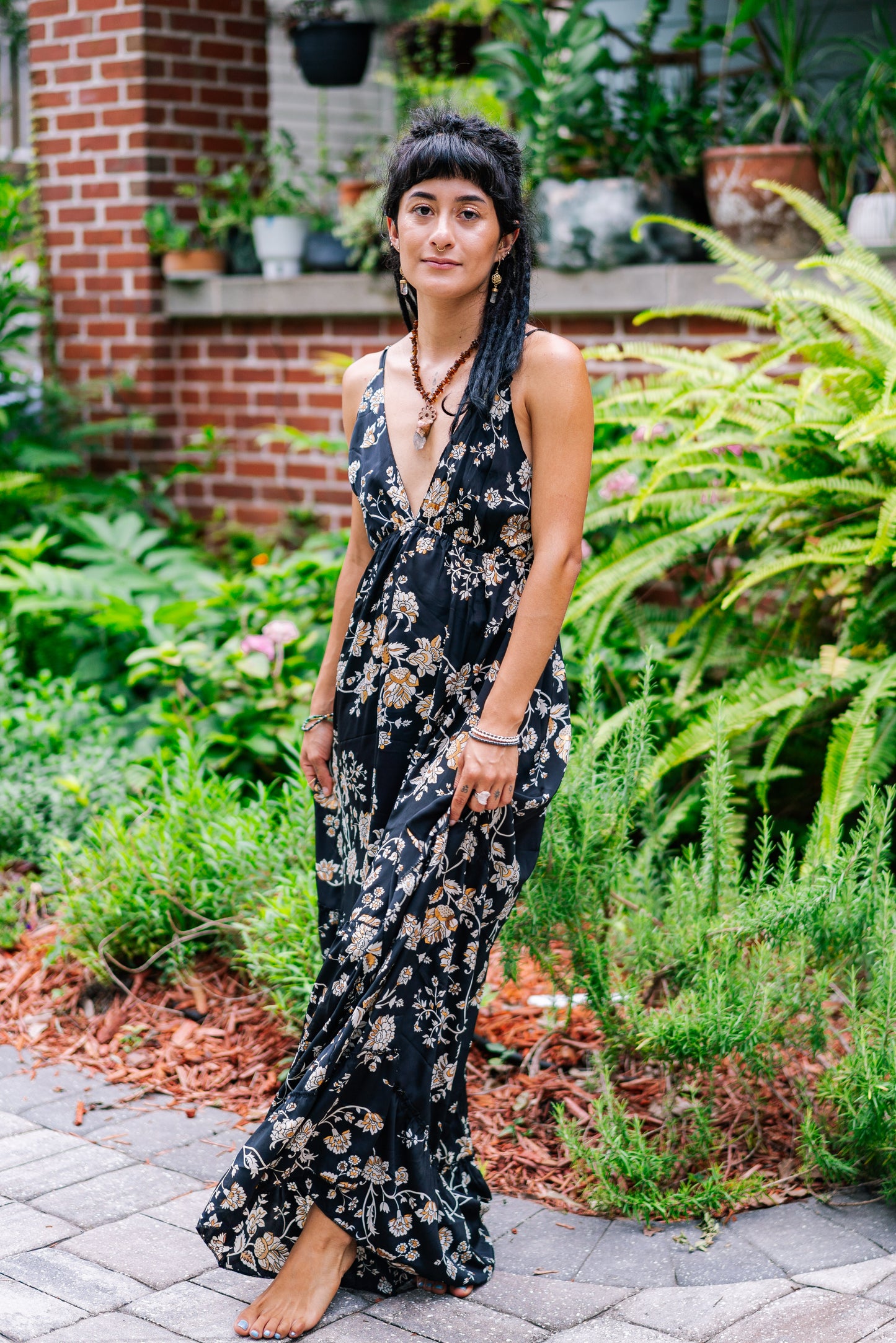 Golden Rose Spaghetti Strap Dress