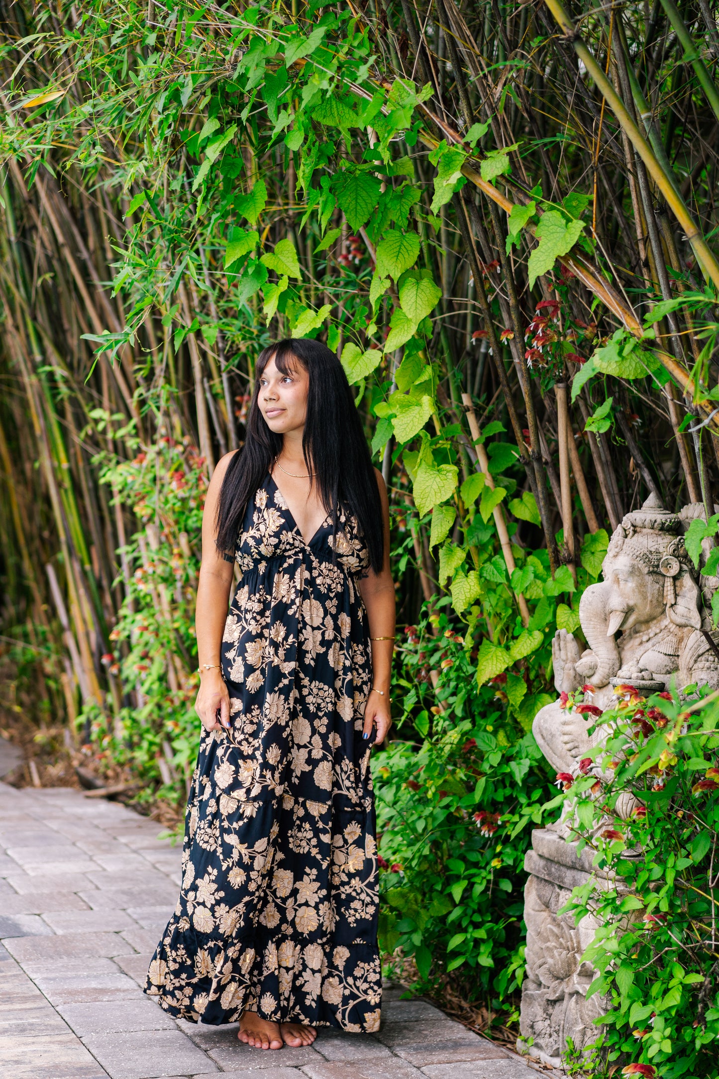 Golden Rose Spaghetti Strap Dress