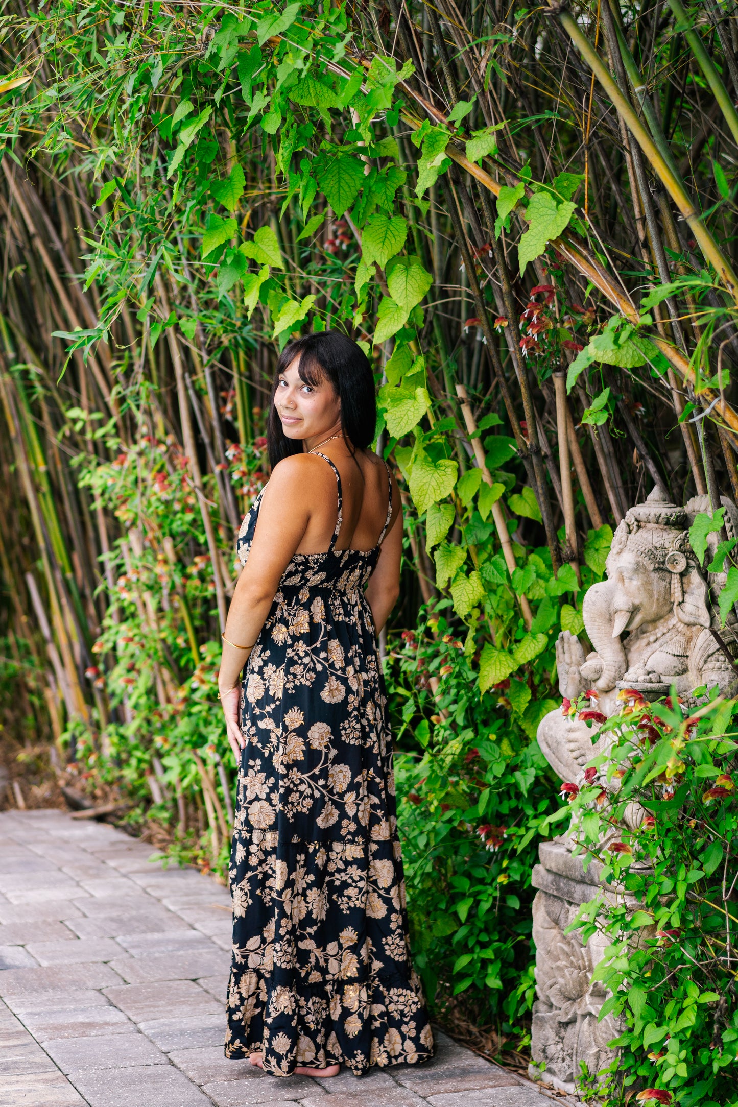 Golden Rose Spaghetti Strap Dress