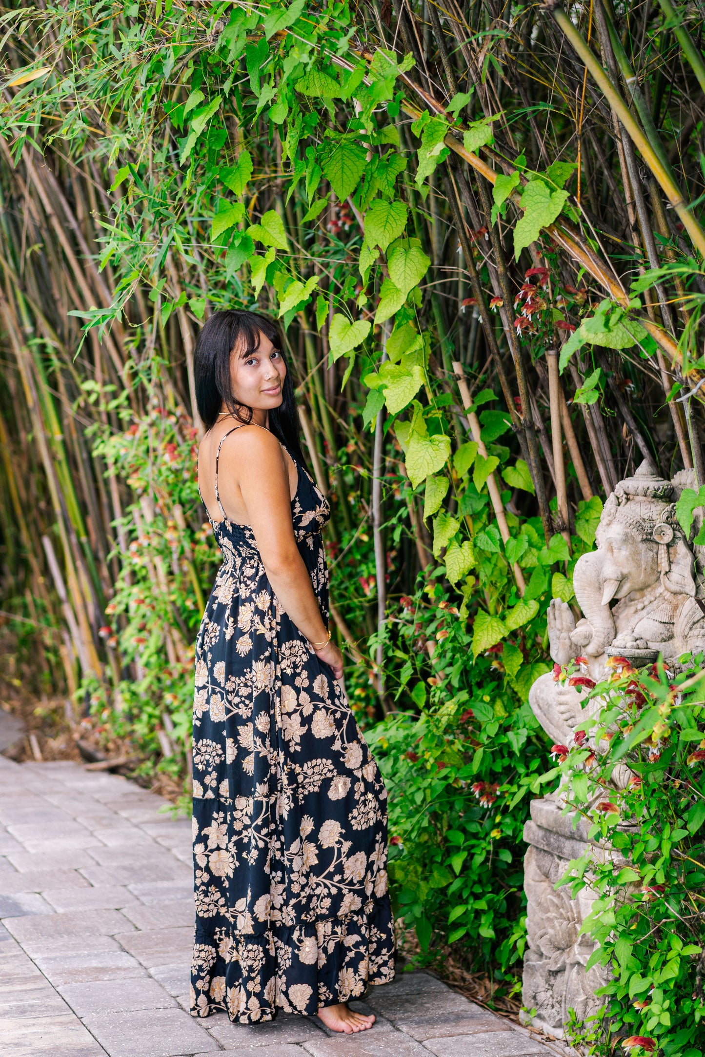 Golden Rose Spaghetti Strap Dress