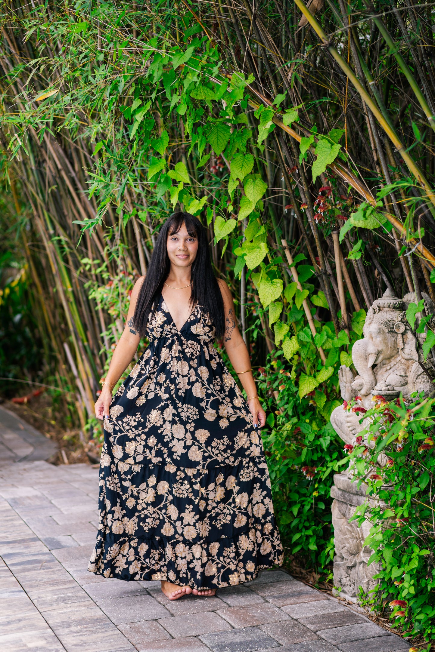 Golden Rose Spaghetti Strap Dress