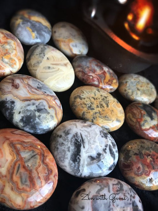 Crazy Lace Agate Palm Stones