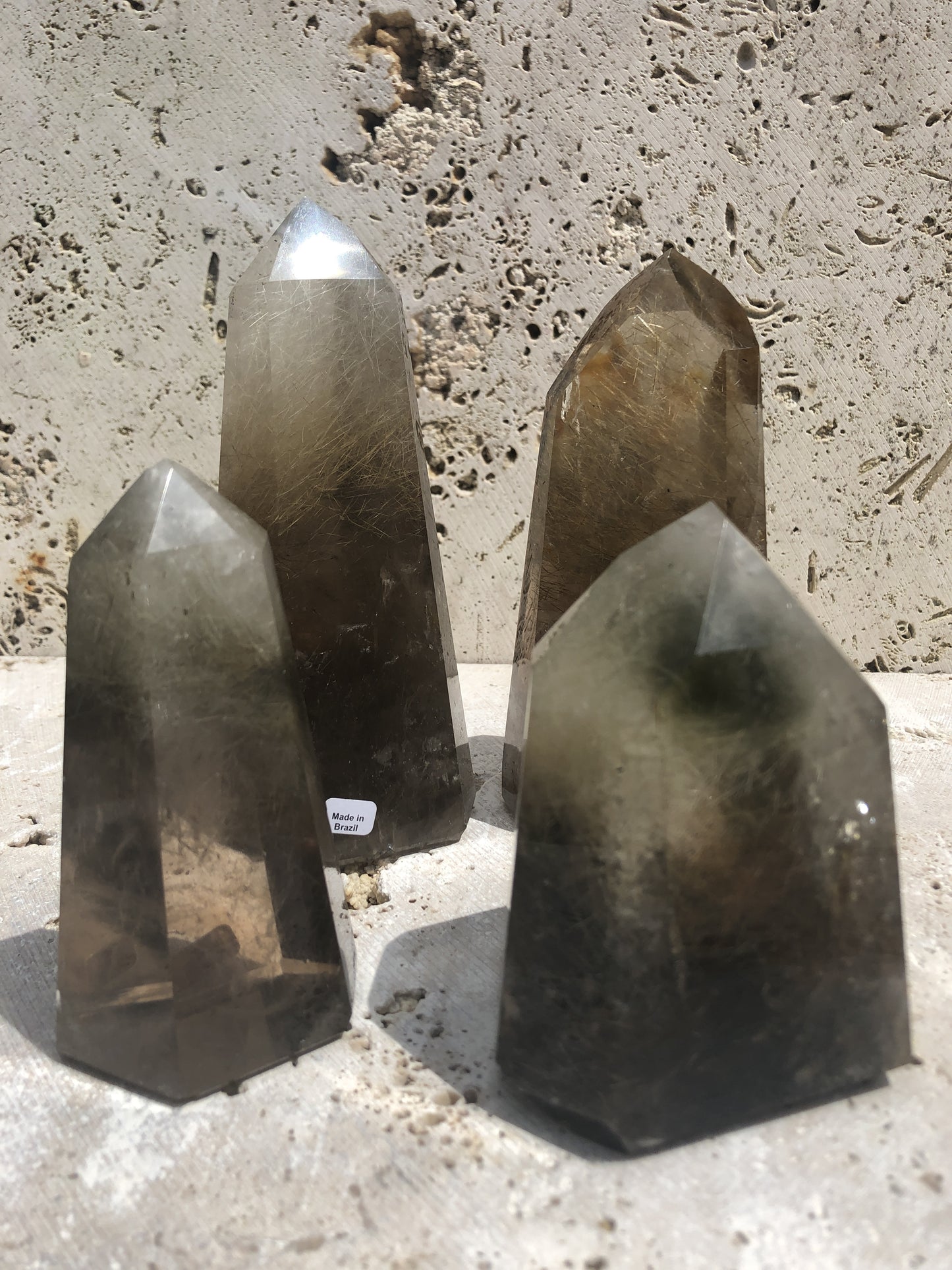 Rare Exceptional Quality Graduated color Rutilated Clear Quartz Base Cut Points