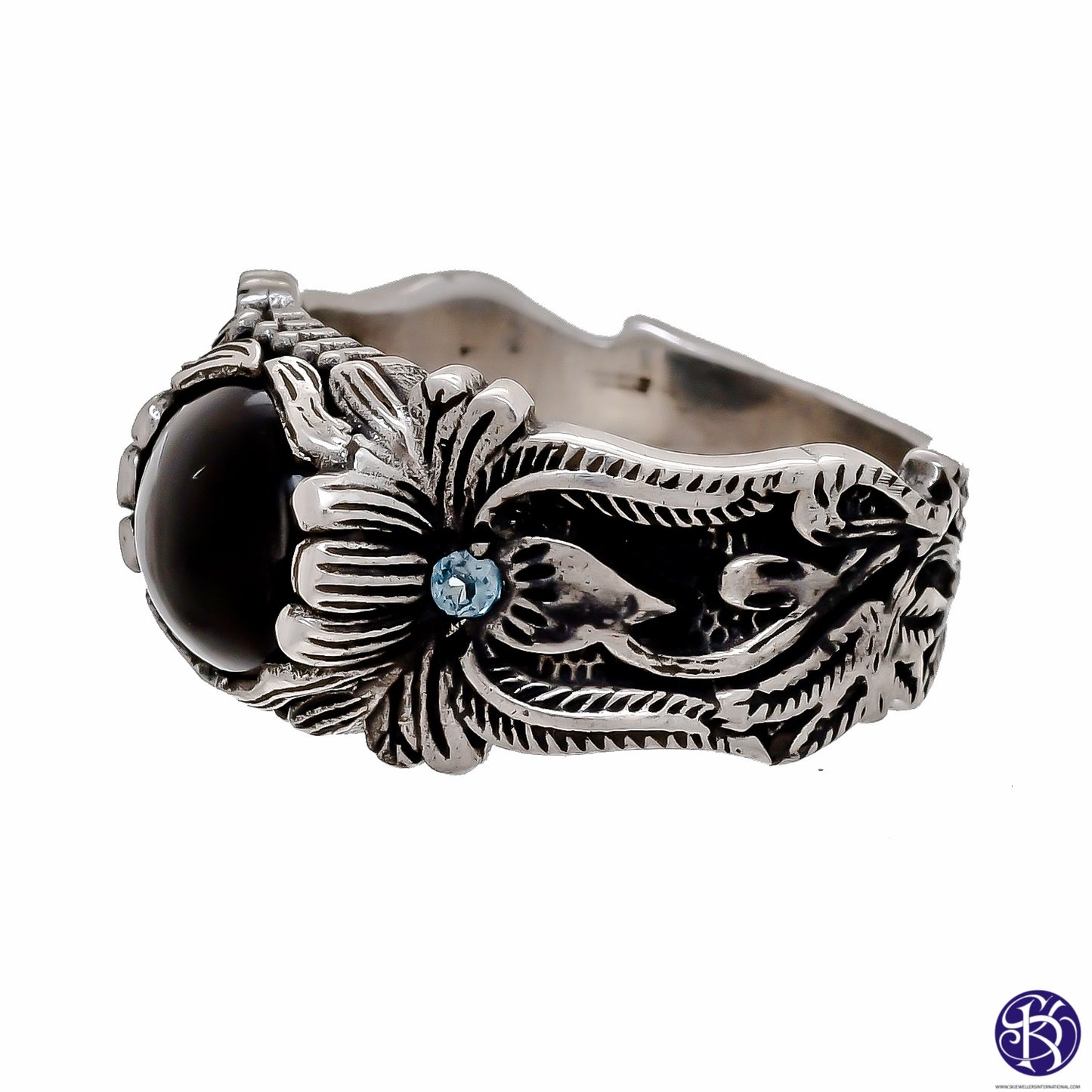Sterling Silver Hand Carved Gemstone Ring - Available in 9 stones Up to Size 14!