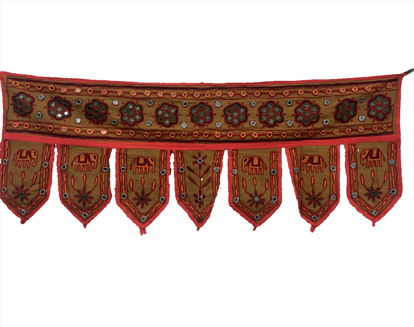 Rajasthani Embroidered Toran with Elephants and Mirrors