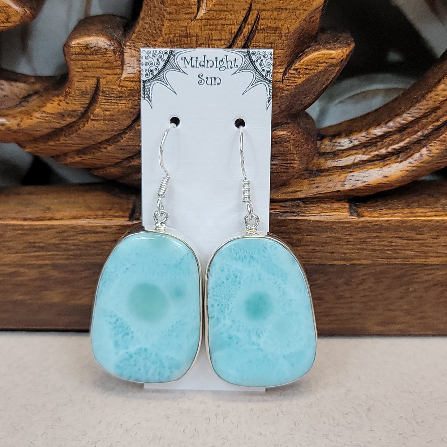 Large Larimar Sterling Silver Earring | Curvlinear